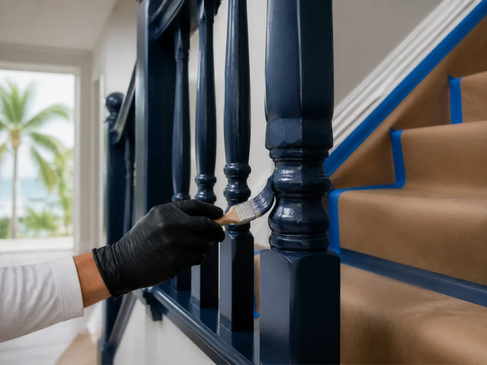 Stair railing painting